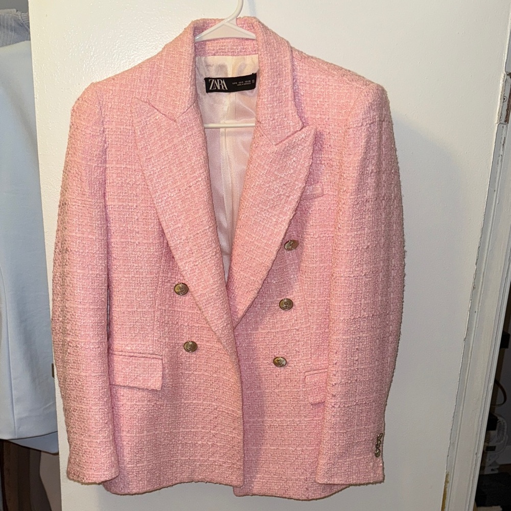 Zara Pink Tweed Blazer